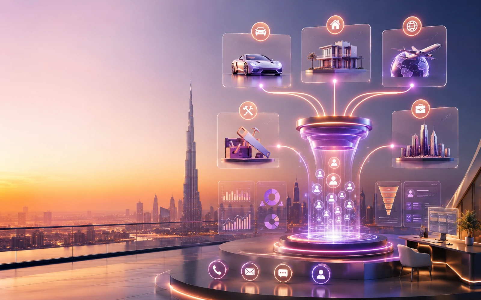 Expert lead generation system for rent a car, real estate, immigration, carpentry and company formation businesses in Dubai