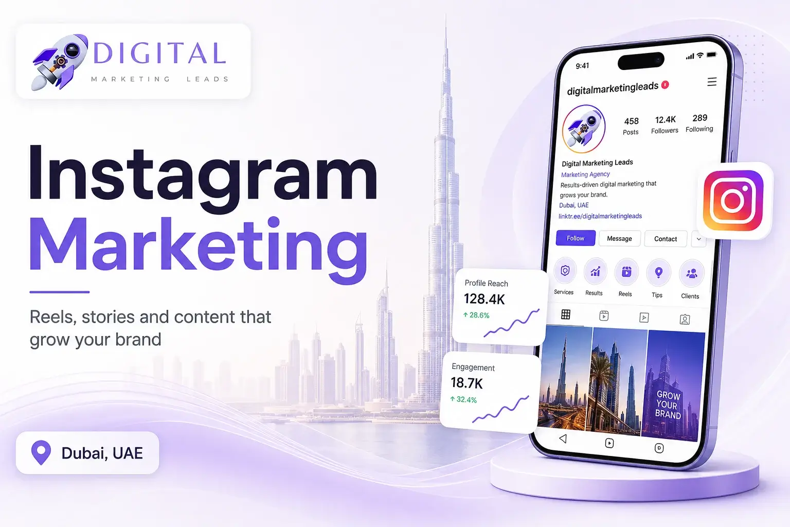 Instagram marketing, Reels and Instagram Ads services in Dubai