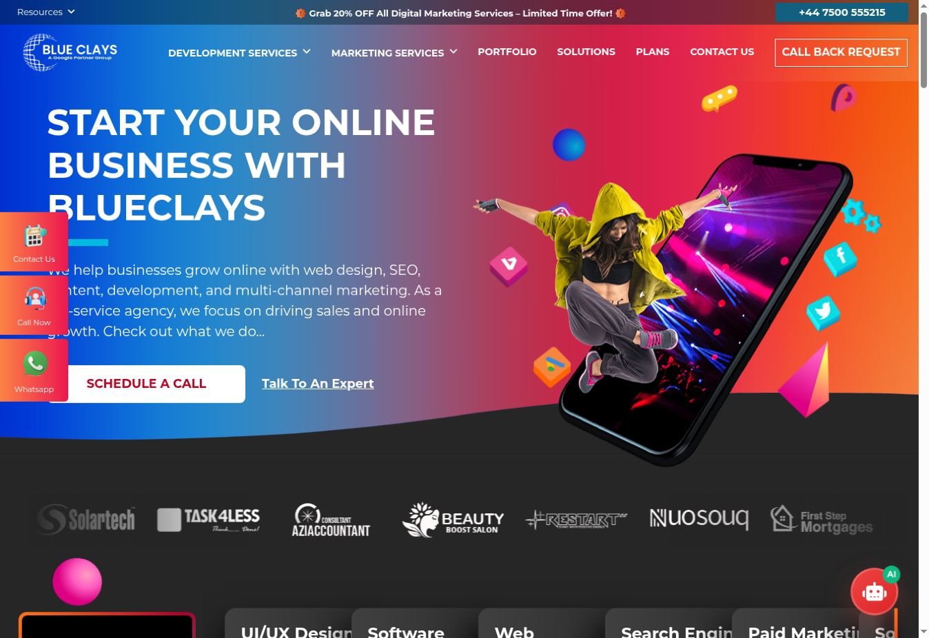Homepage preview of blueclays.co.uk