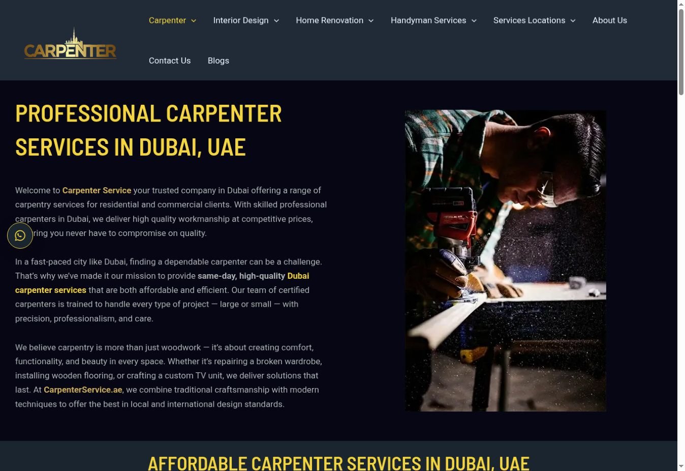 Homepage preview of carpenterservice.ae