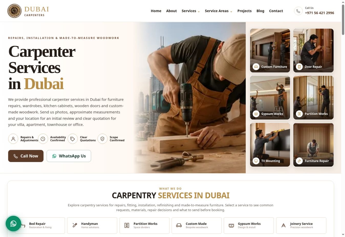 Homepage preview of dubaicarpenters.ae