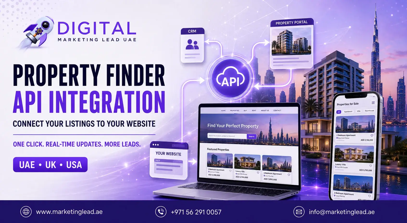Connect Your Property Listings to Your Website in One Click with Property Finder API Integration